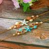 Zinc Zinc Alloy Rhinestone Pearl Shell Starfish Necklace Sea Series Starfish Beach Bracelet  Beach