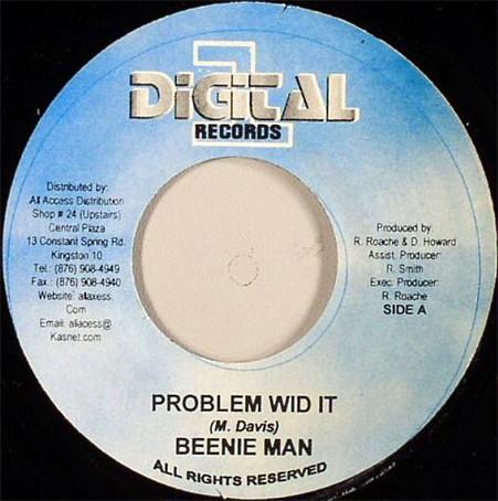 

7inch Record BEENIE MAN AMIN BRASCO Problem Wid It Nuff Gal NONE Digital One Rec Jamaica Reggae Ska Dub Used
