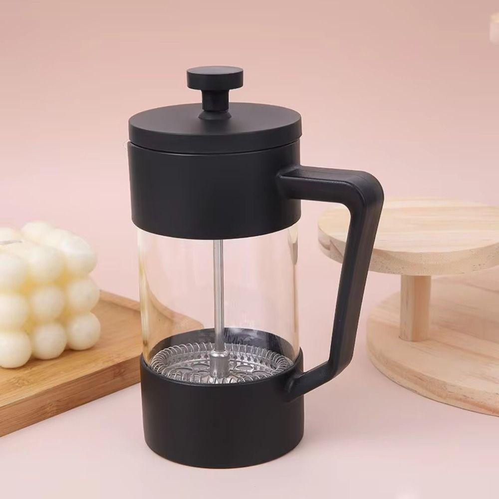 Rust-Free French Press Coffee Maker Thickened Glass Cold Coffee Brewer Hand Punch Pot  Office Use