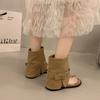 Fashion toe cool boots cover boots summer 2025 new soft leather fashion round head personalized round head Roman sandals