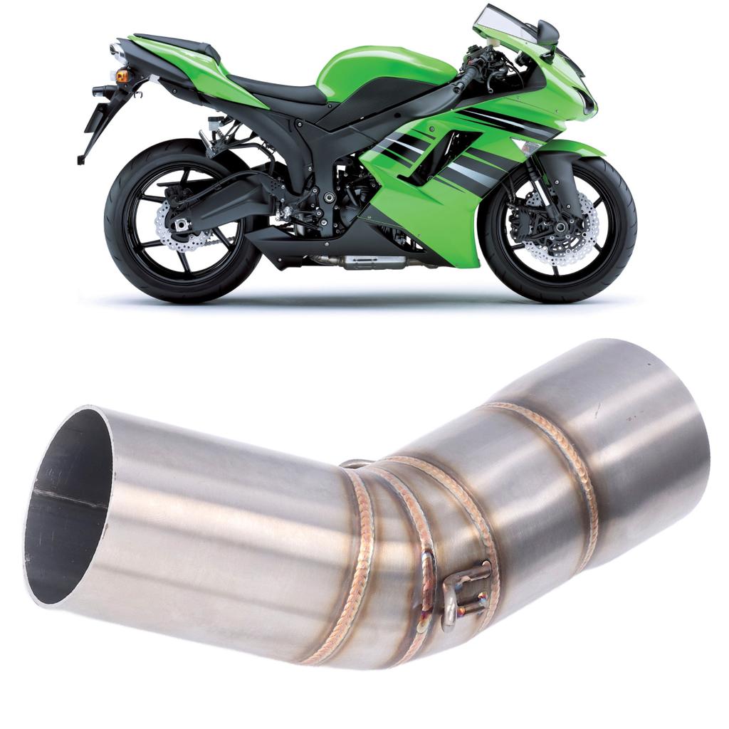 Motorcycle Exhaust Middle Link Pipe Connector Stainless Steel Replacement for Ninja ZX6R 2008‑2021