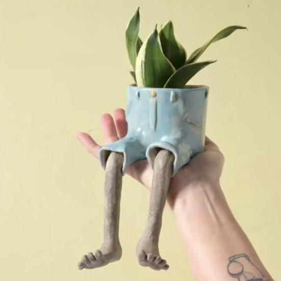Creative Furniture Flower Pot, Cute Resin Planters, Funny Leg Shape Garden Figurines Planter for Home Lawn Yard Outside Decor
