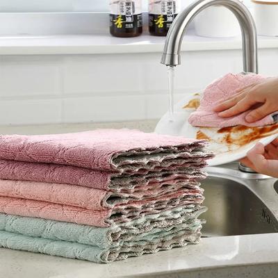 10Pcs Absorbent Rag Thickened Microfiber Cleaning Cloth Kitchen Household Non-oil Dish Towel