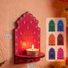 Meditation Wood Indian Wall Candle Holder Hand Painted Diwali Candle Stand  Yoga Room