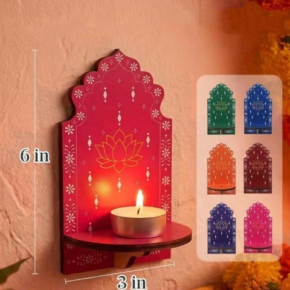 Meditation Wood Indian Wall Candle Holder Hand Painted Diwali Candle Stand  Yoga Room