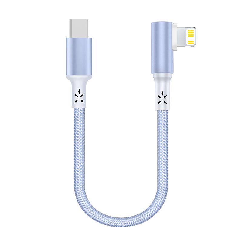 Factory Short USB Type-C Cable 5A Fast Charging 90 Degree Elbow Braided Portable Data Cable for iPhone