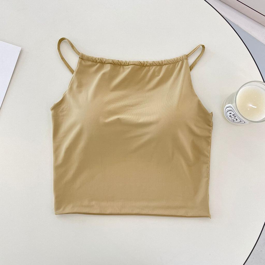 Beautiful Back Ice Silk Small Suspender Vest Women's Summer Sports Pure Desire Wind Tube Top with Chest Pad Base, Outer Wear Yoga Bra
