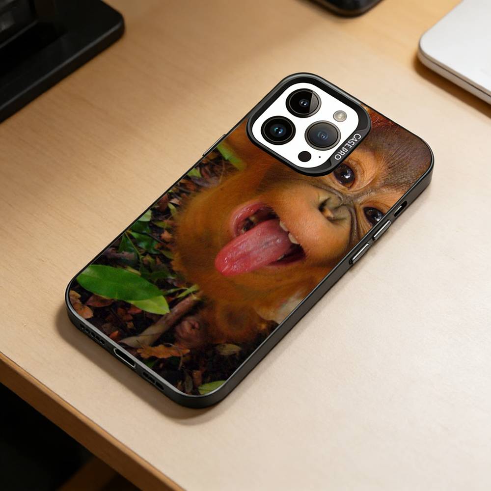 Funny Cute Monkeys Phone Case For iPhone 17,16,15,14,13,12,11 Plus,Pro Max,XS,Colored Silver Plated Inside Cover