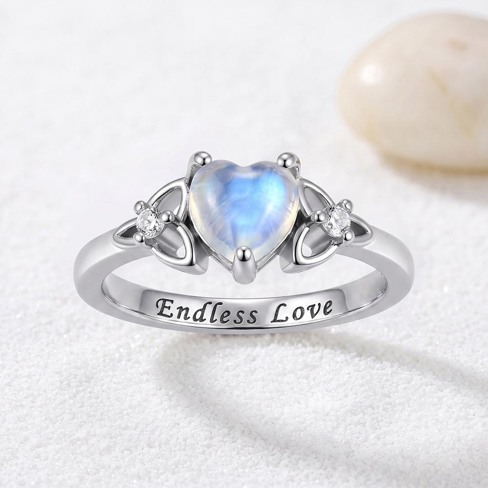 Oval Moonstone Ring Women's Retro Personality Versatile European and American Closed Ring
