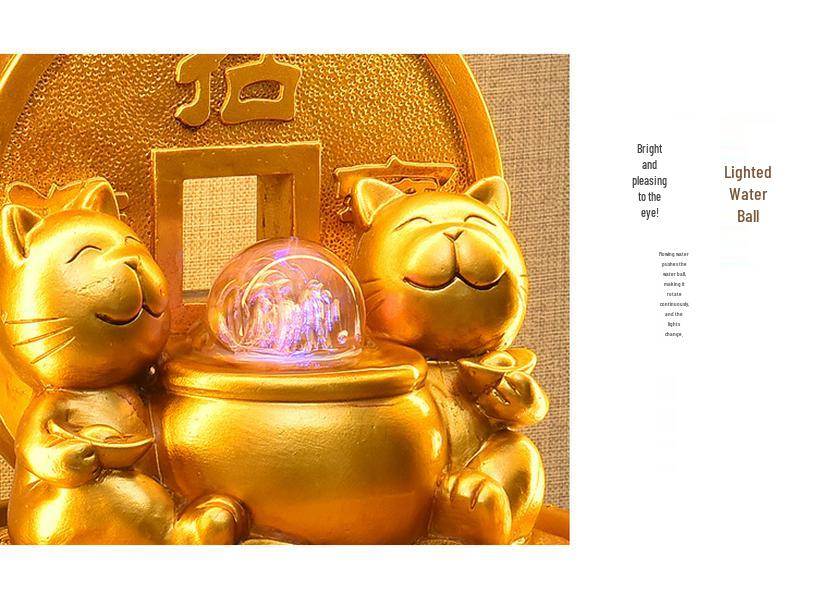 Exquisite Desktop Landscape Lamp with Lucky Cat, Money Tree, and Humidifier - Creative Gift Ornament