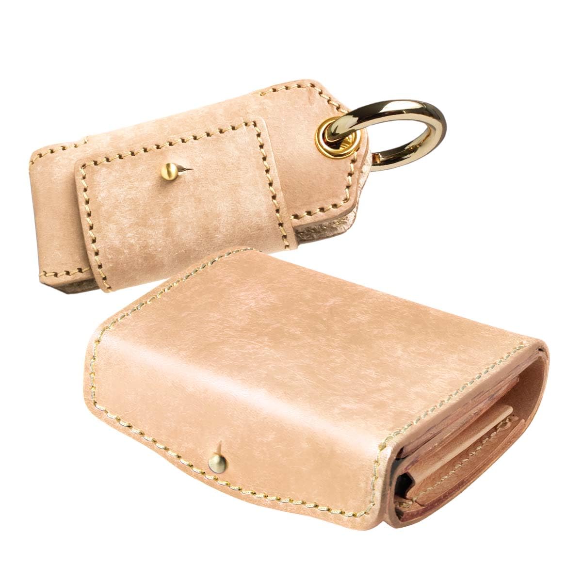 

Компактний потрійний чохол для смарт-ключа з натуральної італійської шкіри, набір з 2 штук, шкіряний гаманець з монетницею [Days Art] Чоловічий