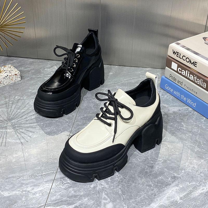Fashion Lefu Shoes Women's 2024 Autumn New Thick Sole Single Shoes Lace Up Small Leather Shoes Casual Single Shoes Platform