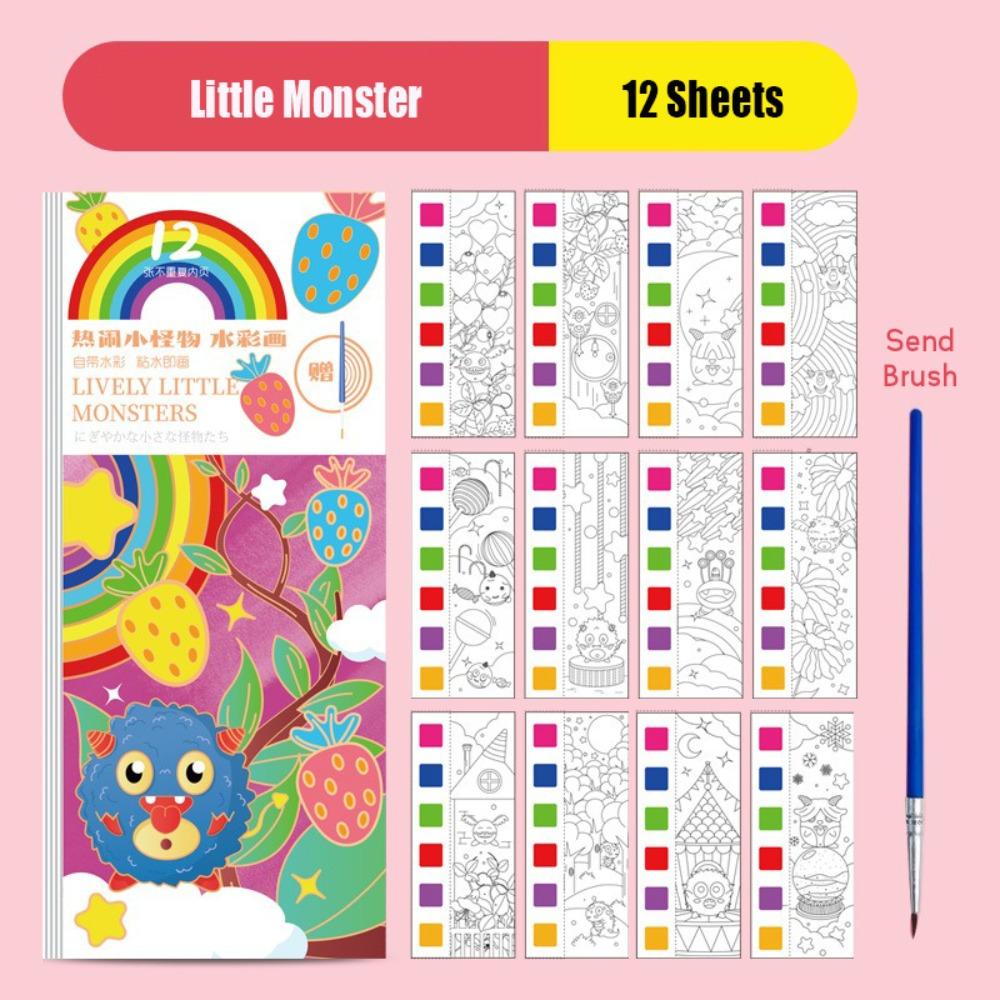 

С кистью для рисования Раскраска Книга для рисования DIY Граффити Книга для дудлов Книга для раскрашивания акварелью Подарок 05