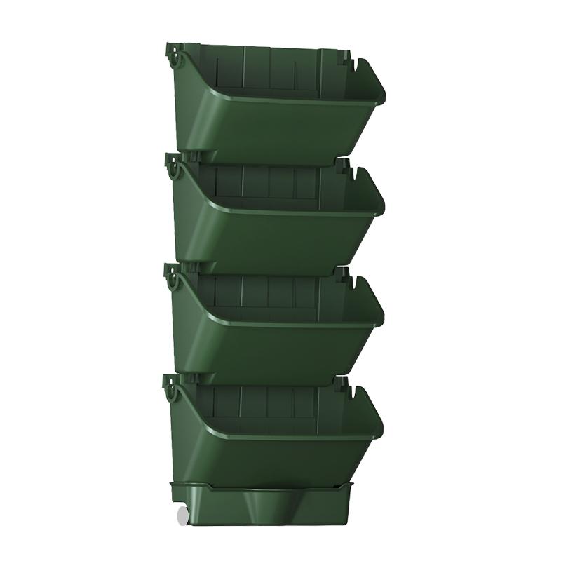 4 Pcs Vertical Stackable Wall Hanging Plastic Flower Pot Set with Water Tray for Home & Garden Use Durable Easy to Assemble