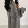 Women Knitted Sweater Coat V-Neck Long Sleeve Open Front Solid