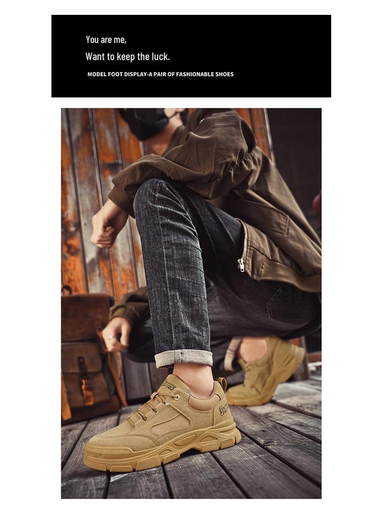 Męskie oddychające buty robocze antypoślizgowe - Konstrukcja odporna na ścieranie i casualowy sportowy design skate