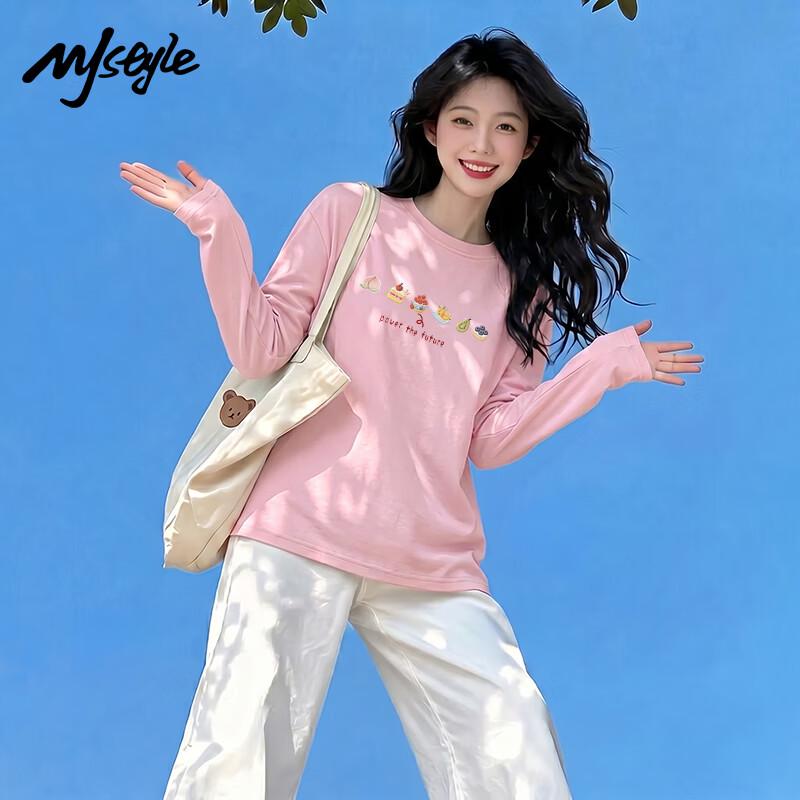 MJ STYLE Women's Cotton Long Sleeve Graphic T-Shirt