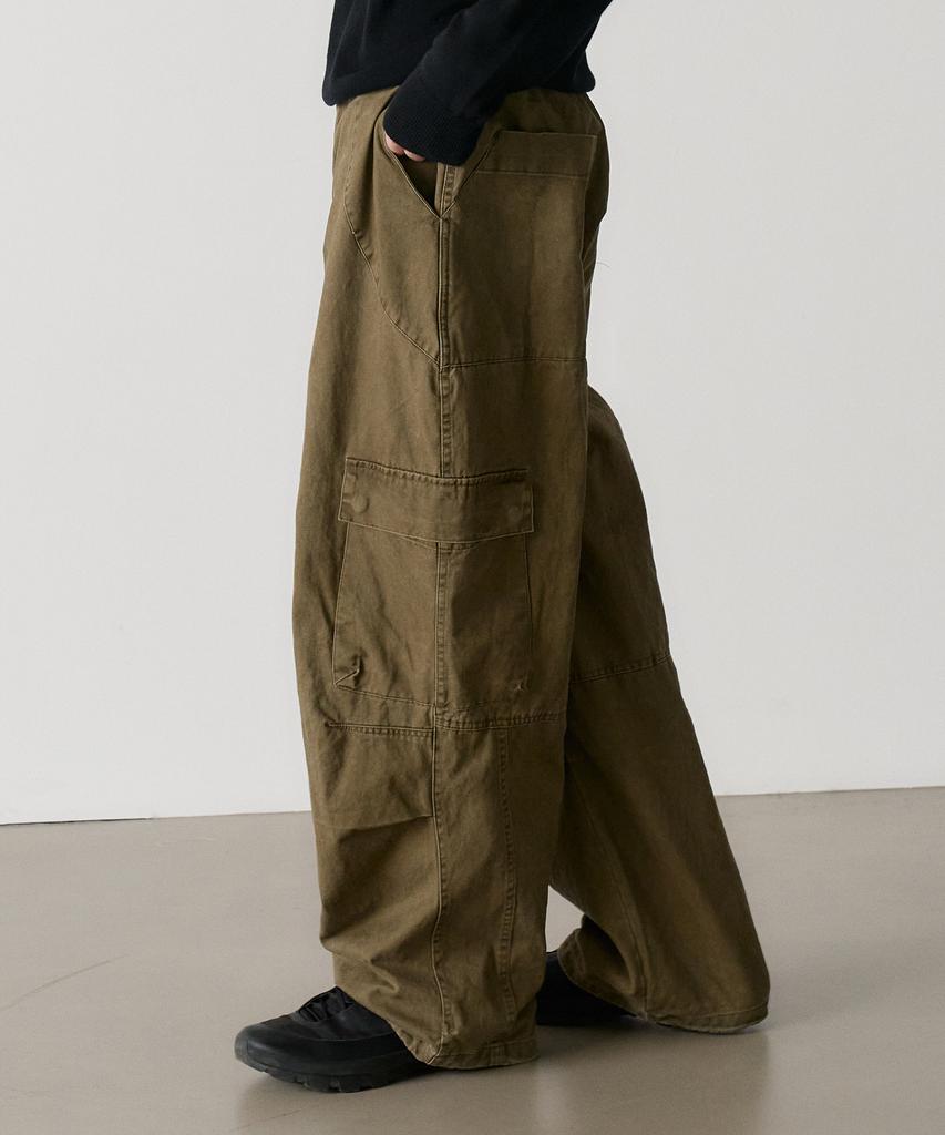 KNOUUN Washed Cargo Pants (Khaki)