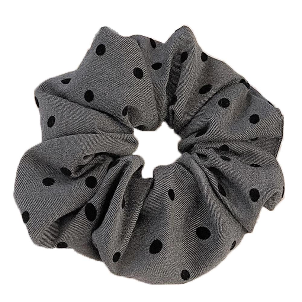 1/2PCS Polka Dot Hair Ties Rope Women Large Size Heart Bowknot Printed Scrunchies Grey Black Hairband Ponytail Holder Headwear
