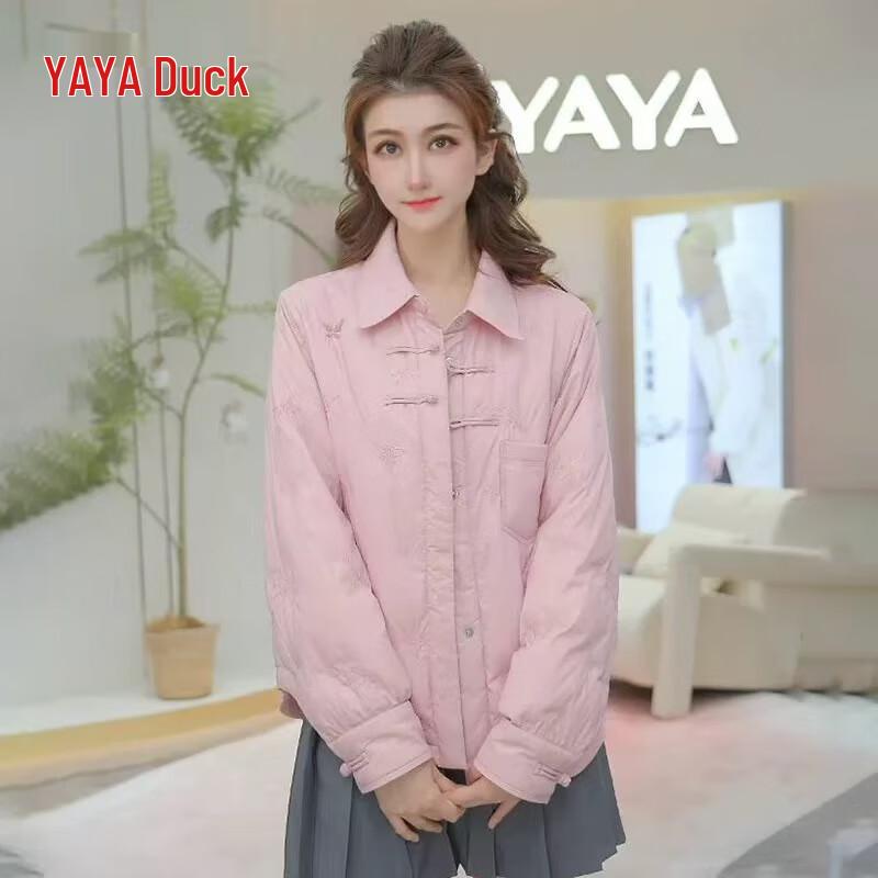 Yaya Women s New Chinese Style Short Down Jacket with Shirt Collar M