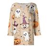 Women's T Shirt Tee Halloween Printed Button 3/4 Sleeve Tunic Daily Weekend Fashion Basic V- Neck Regular Top