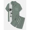 Camisa Casual para Hombre con Estampado de Hojas de Palma Pantalones Cortos de Playa para Hombre al Aire Libre Conjunto de Camisa de Manga Corta y Pantalones Cortos para Hombre de Verano para el Día a Día