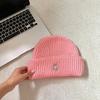 Polyester Knitted Beanie Hat Warm Lining Winter Ear Protection Hat Cat Embroidery Beanie  For Women