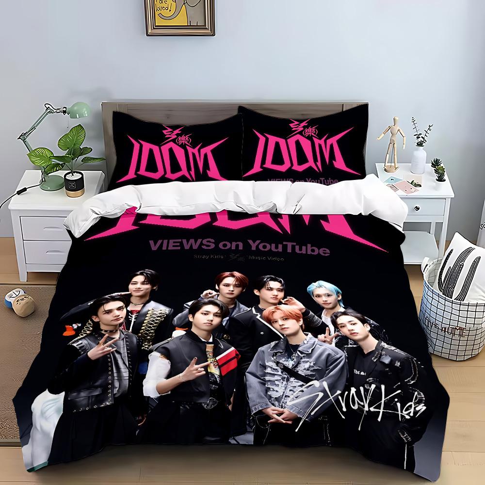 KPOP Duvet Cover Pillowcase S-Stray-K-Kids Bedding Set Adult Boy Girl Bedroom Decoration Children Gift Single Double Large Size