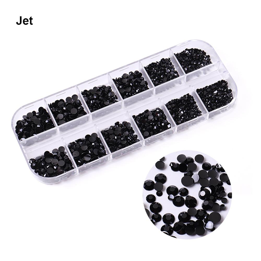 1500Pcs/box Nail Art Rhinestones 12 Grids Flatback Round Crystal Diamond Nail Gems Nail Art Decorations Manicure Accessories