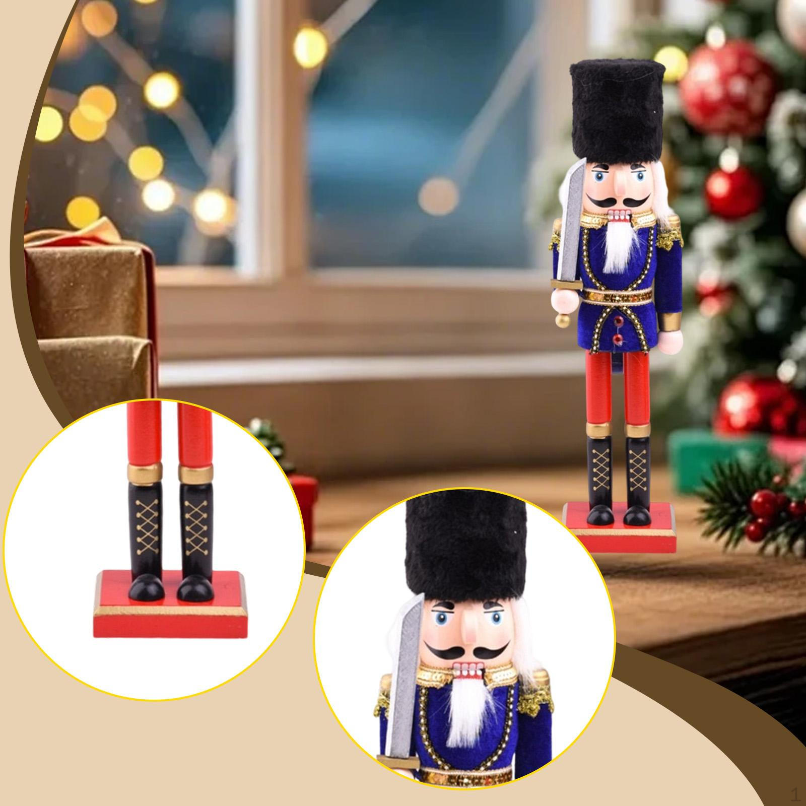 

Christmas Figurine Nutcracker Statue Collection Decoration Gift Sculpture Tabletop Ornament for синій