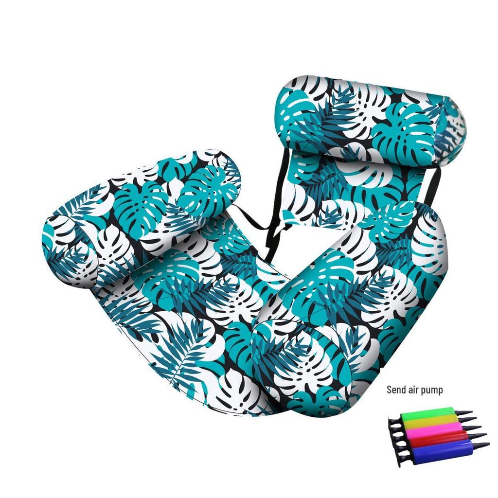 Three-Tube Maple Leaf Inflatable Pool Float with Hammock Seat and Foldable Backrest.