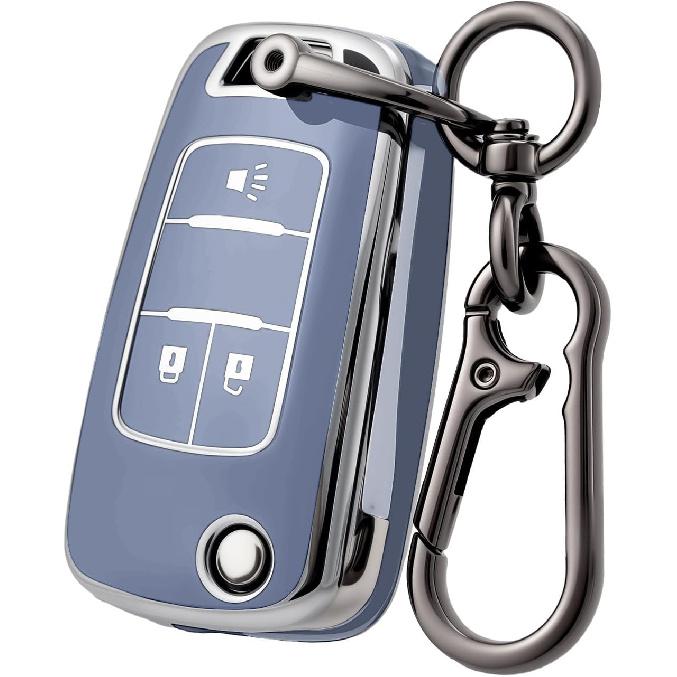 Soft TPU Full Protection Car Key Fob Cover Fits for Chevy Equinox | Precise Fit.Compatible with Chevy Spark Trax Buick Encore GMC Terrain 2010-2020