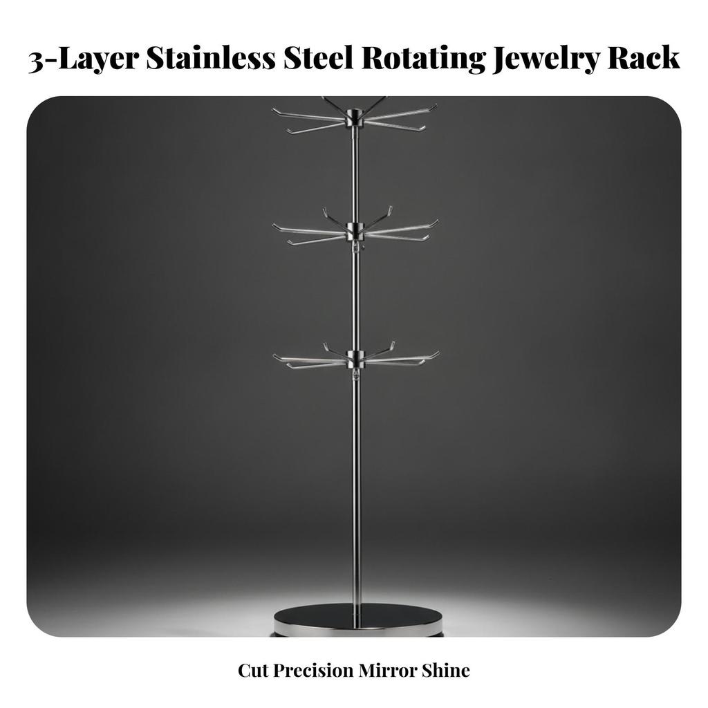Rotating Necklace Holder Jewelry Display Rack | Sturdy Round Flat Base,