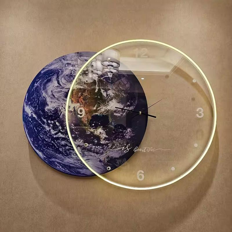 Large 3D Wall Clocks Silent Movement LED Light Wall Clock Luxury Living Room Decoration Accessories Elegant Interior Ornaments