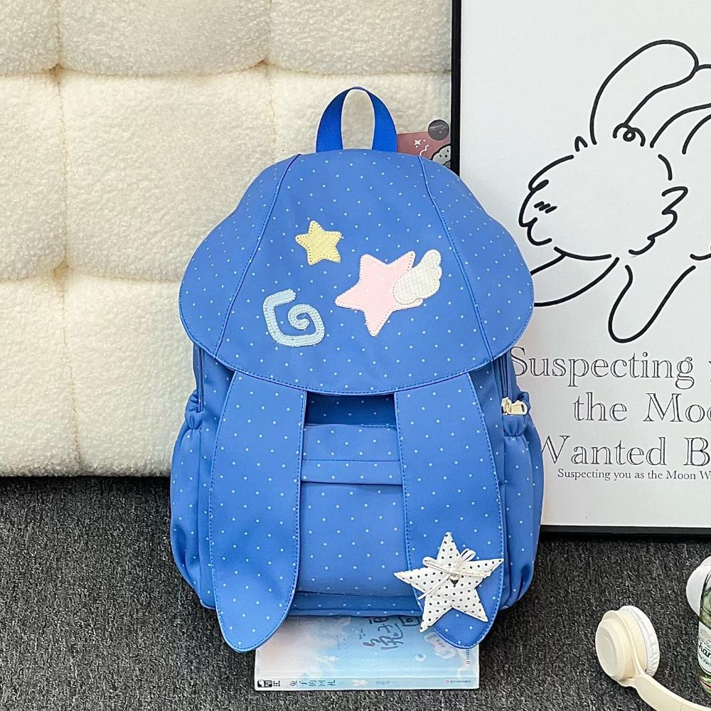 Wave Point Rabbit Ears Bag Cute Fresh Mochila Student Mochilas Mujer 2026 New Backpacks Teenage Girls Backpack Bolsas Feminina