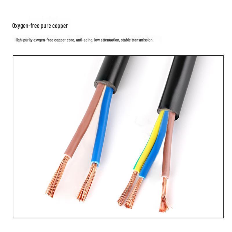 1.5 National Standard Pure Copper Core Electrical Wire - 0.5 Sq, 3-Core, 64-Strand Soft Power Cord, 2.5RVV, 2-Core, 0.75.