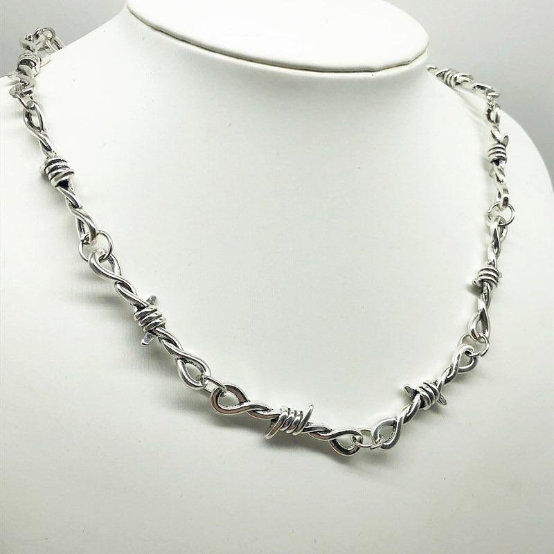 Unisex Gothic Punk Hip Hop Barbed Wire Thorn Chain Necklace