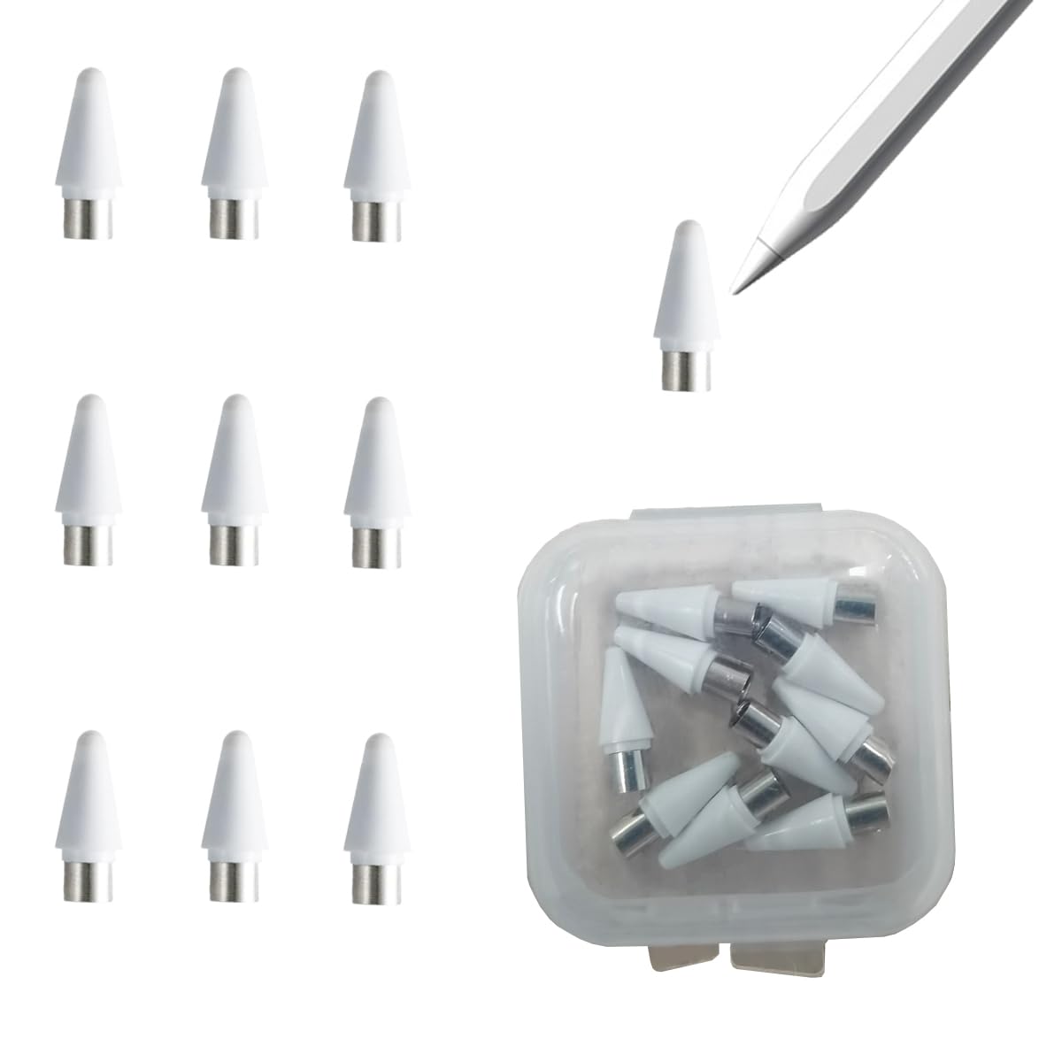 

MEIKEMAN Stylus No Charging Compatible with Tablet Tsum Smartphone Magnetic Replacement Tips 2 Discs and 2 Conductive White Stylus Replacement 3-in-1