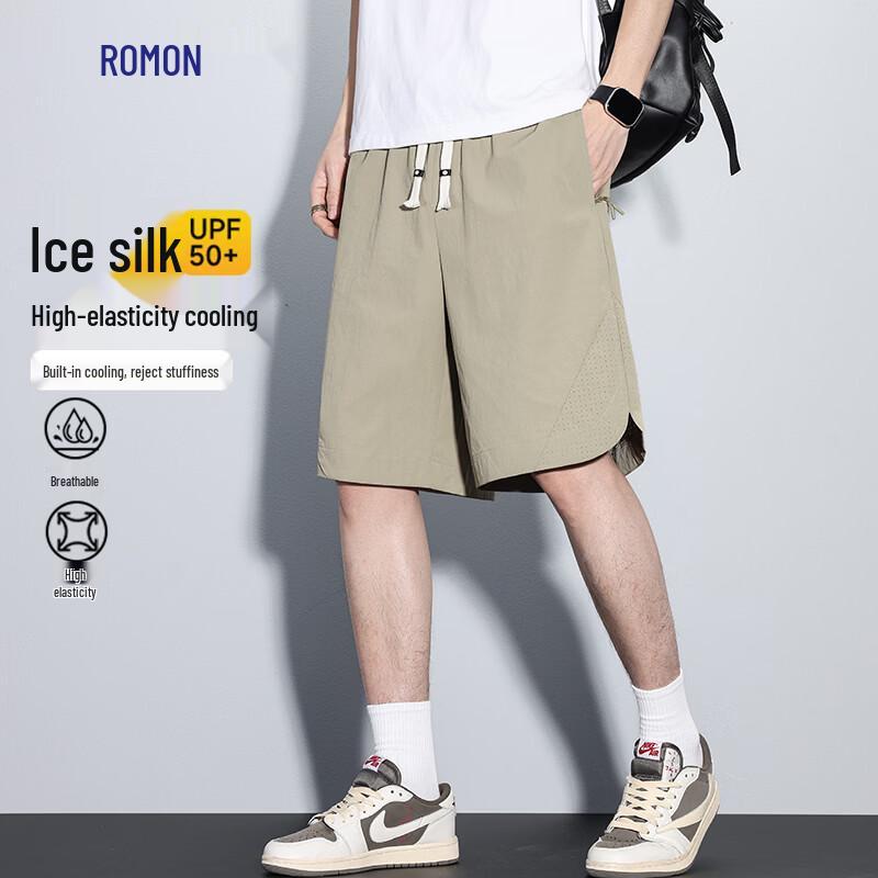 Romon Men s Ice Silk Cooling Casual Shorts 4XL