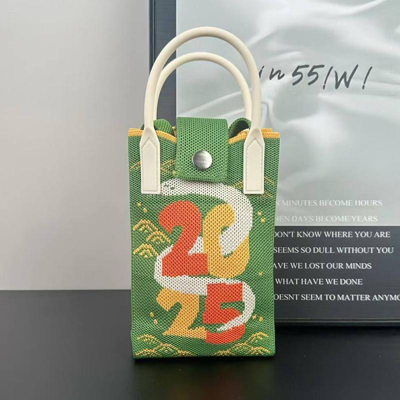 2025 New Chinoiserie Fashion Knitted Mini Square Handbag Women Mobile Phone Shoulder Bags Girls Cute Gift Outdoor Crossbody Bag