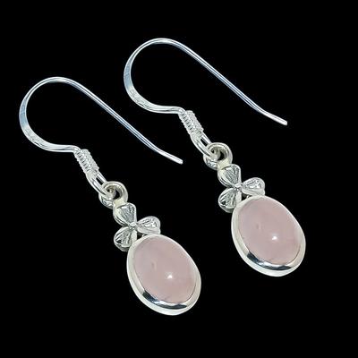 Natural Rose Quartz Gemstone 925 Solid Sterling Silver Gift Earring 1.25" O6q13