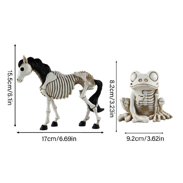 Mrożąca Krew w Żyłach Figurka Czaszki Konia z Żywicy, Wykwintna Dekoracja Szkieletu Konia na Halloween dla Entuzjastów i na Prezent