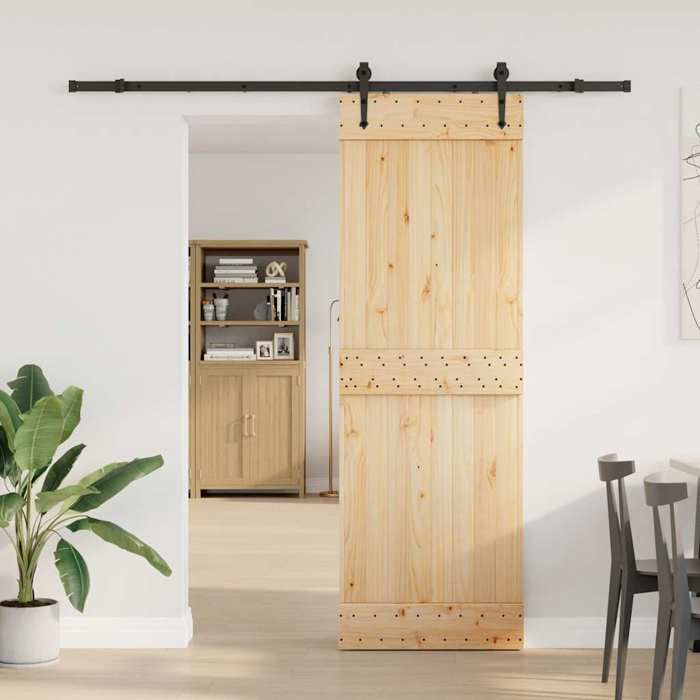 VidaXL Sliding Door and Hardware Kit 70x210 Cm Solid Pine 3332694