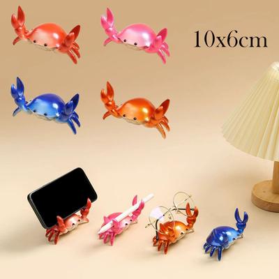 Crab Pen Holder for Desk Weightlifting Crab Desk Phone Stand Decorative Table Decor Crabs Pen Storage Rack for Bedroom Living
