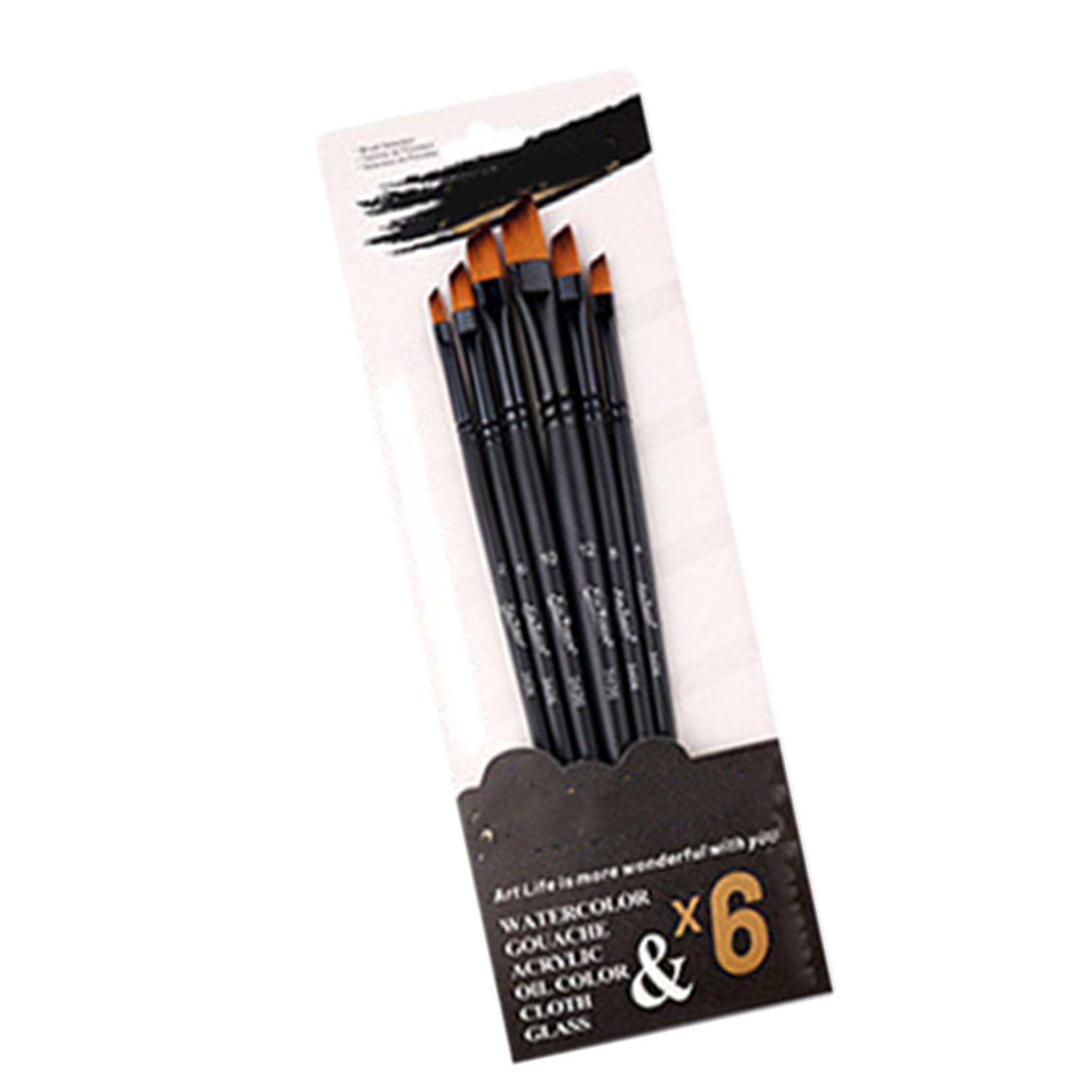 

Набор из 6 акриловых кистей с мягкой нейлоновой щетиной, многоцелевые профессиональные акварельные кисти