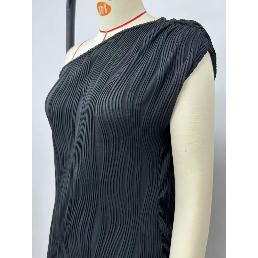 Women's Fashion Water Ripple One-Shoulder Dress Trendy Vacation Beachwear for Summer Getaways