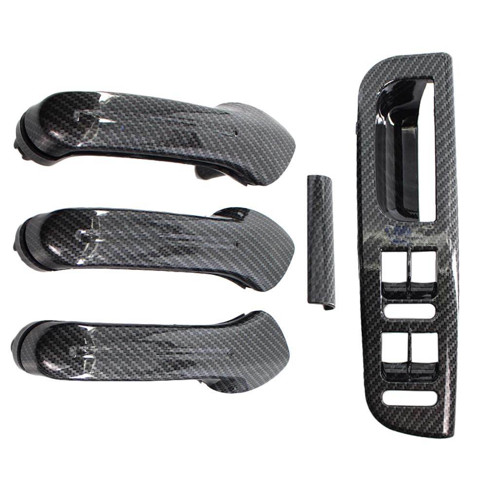 Carbon Fiber Interior Door Grab Handle Cover Switch Bezel LHD/RHD For VW Jetta Golf MK4 1998-2004