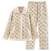 New Autumn Winter Ladies Pajamas Cotton Padded Warm Loungewear Cotton Three-layer Plus Sleepwear Large Size Homewear Suit