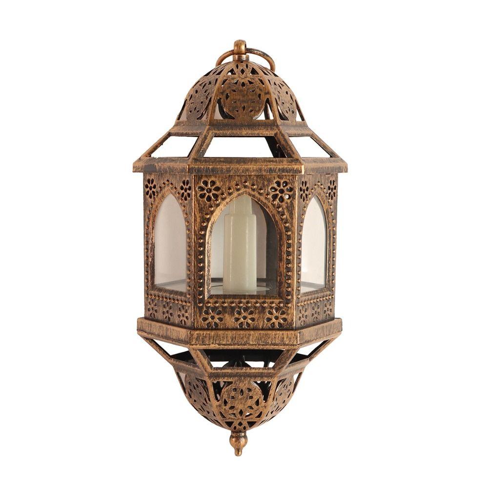 Bronze LED Lantern Light Plastic Eid Mubarak Light Creative Ramadan Decoration Muslim Islamic