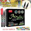 Acrylic Pen Paint Brush Marker Pens for Fabric Canvas,Art Rock Painting,Stone,Card Making, Metal and Ceramics 6/12/24/36 Colors